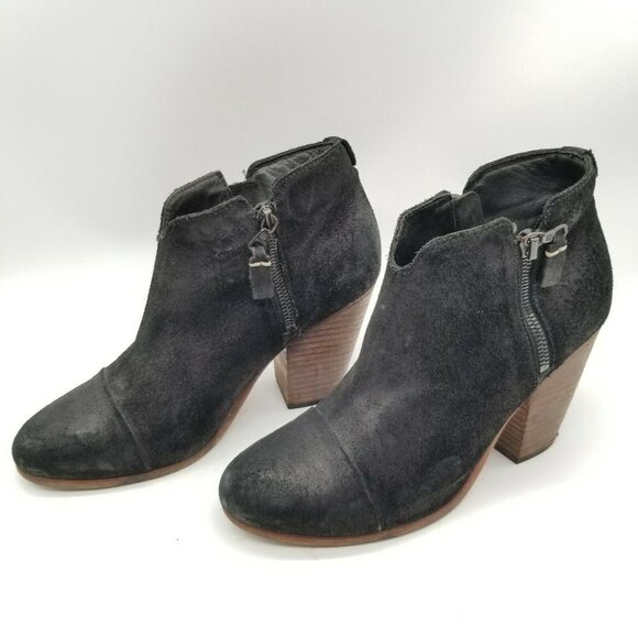 Rag & Bone Womens Margot Black Suede Block Heel Ankle Booties Size US 8 EUR 38.5 - Picture 4 of 7